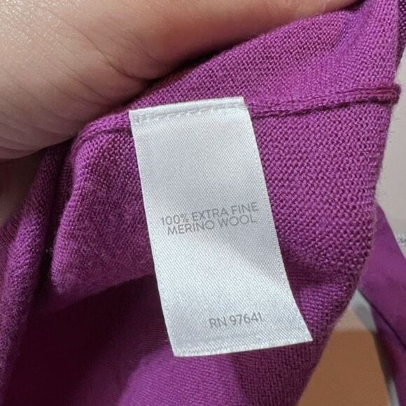 J. Jill Wearever Collection Washable Merino‎ Wool Pointelle Sweater Purple Sz XS - Picture 7 of 9